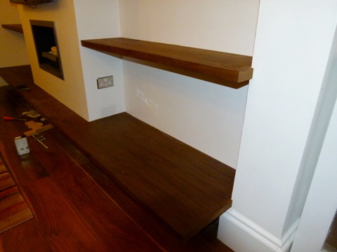 fitted walnut shelves